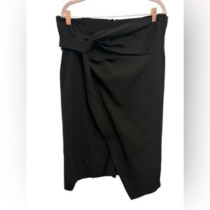 Zara Black Midi Skirt with Knot Detail